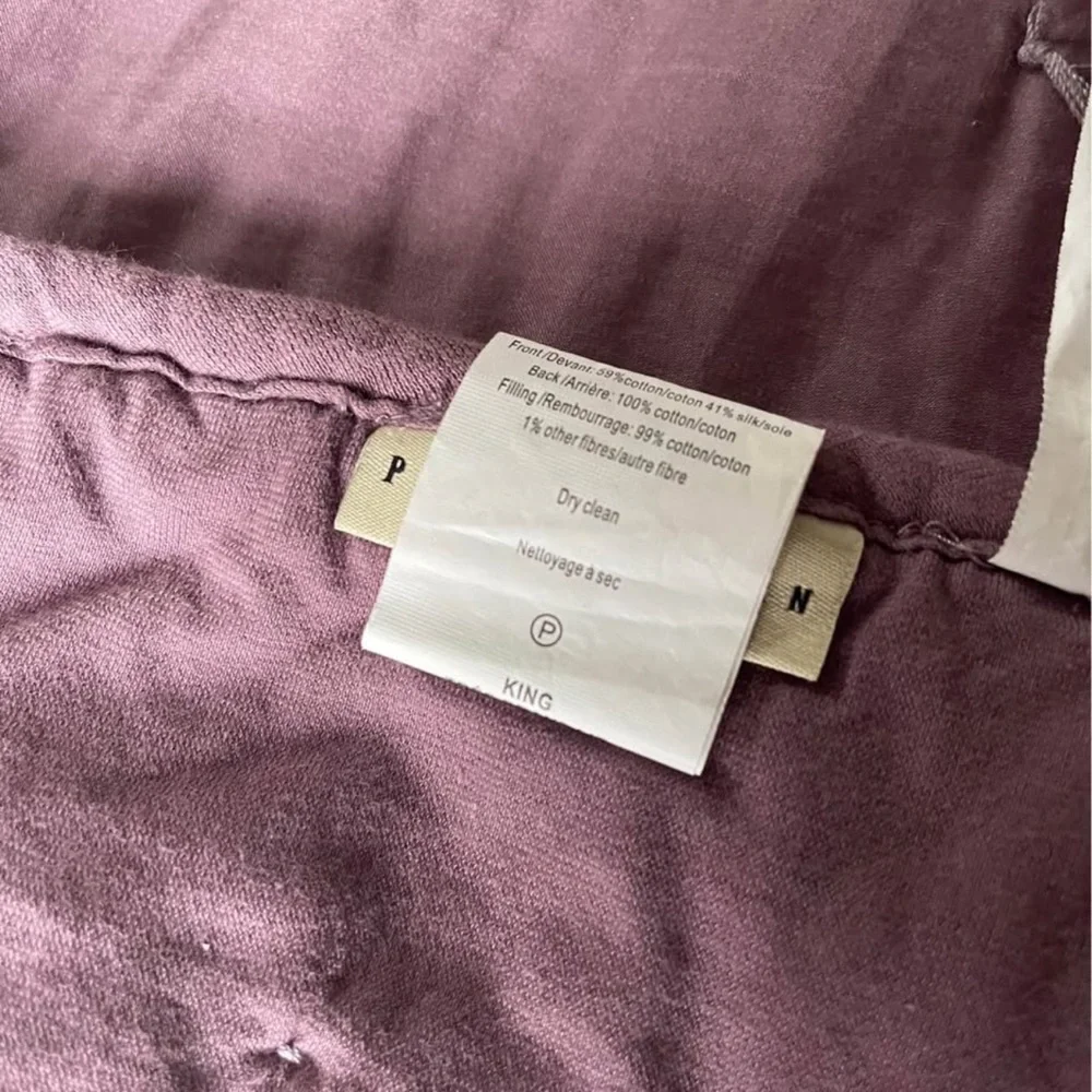 Pottery Barn King Quilt & 2 Shams Dusty Mauve Cotton Textured Bedding Set